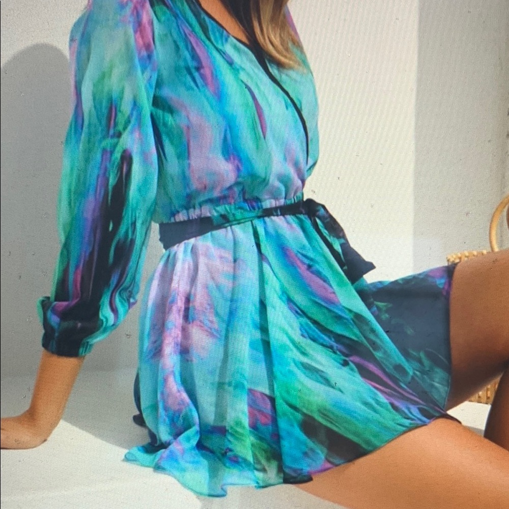 Elegant Multicolor Silk-Chiffon Dress